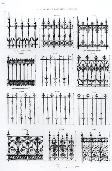 Design for rekkverk i støpejern, fra 