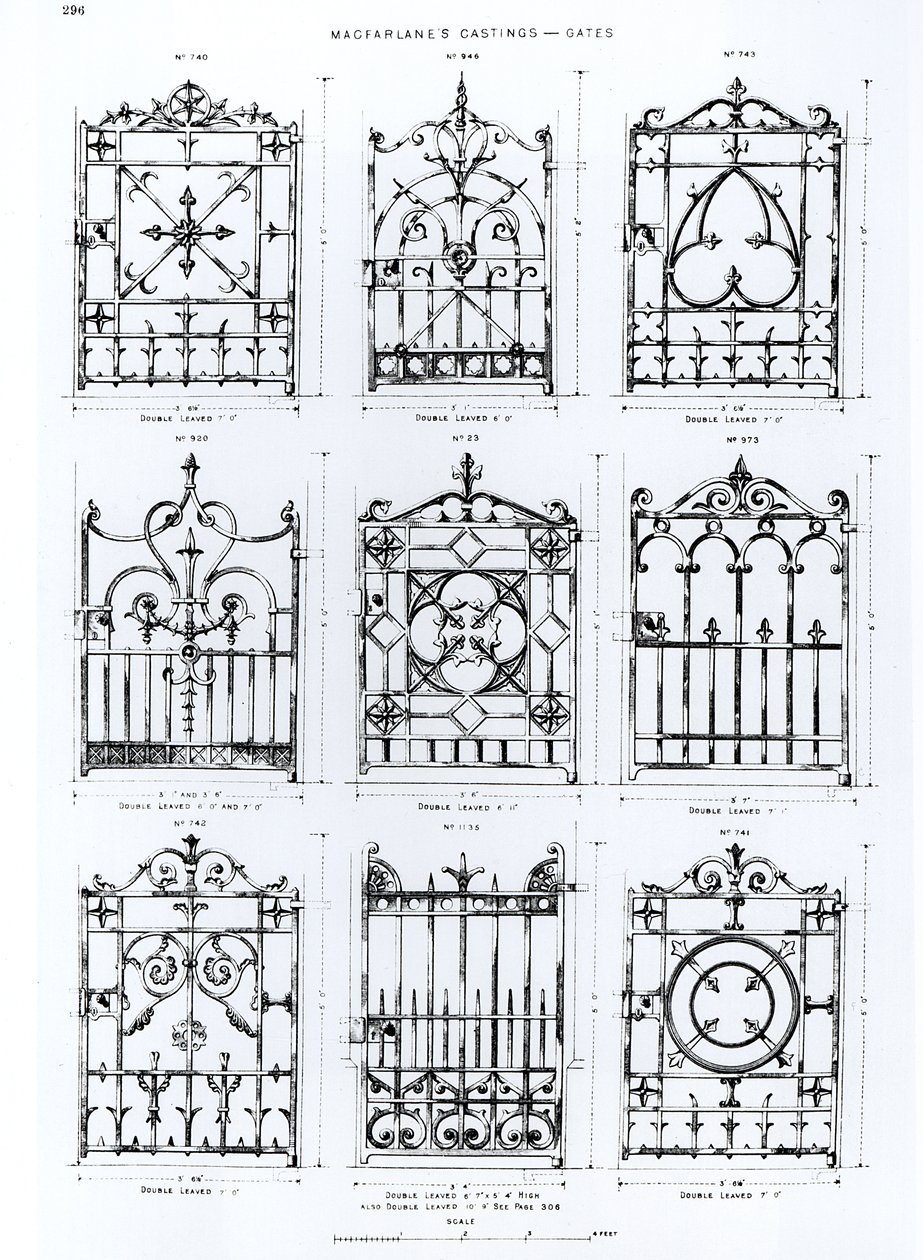 Design for rekkverk i støpejern, fra Macfarlanes Castings av English School