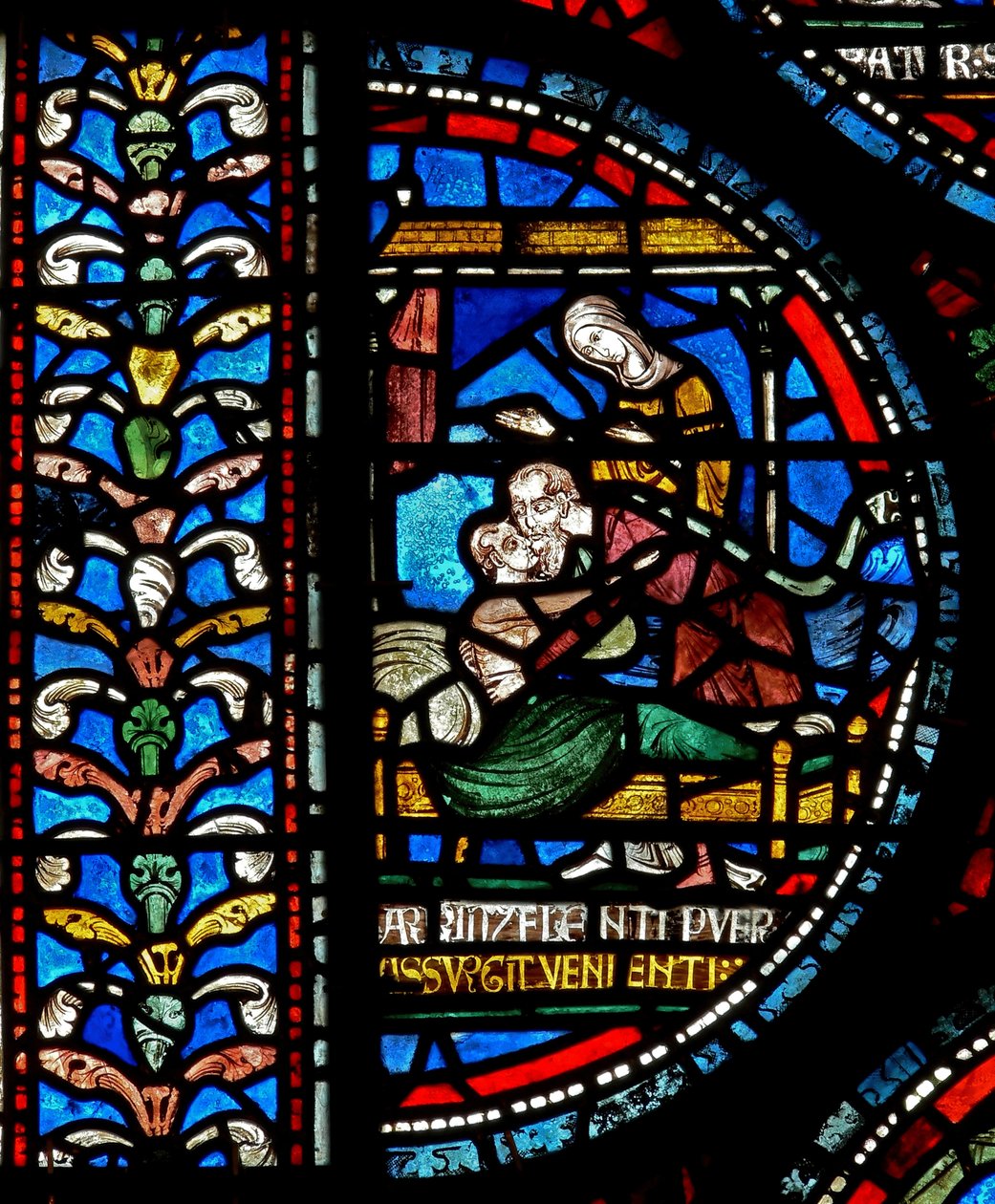 Detalj fra Miracle Window som viser John Roxborough og Henry Beche av English School