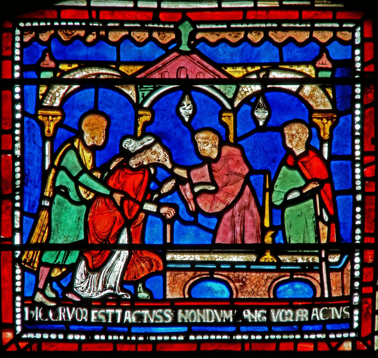Detalj fra Miracle Window som viser historien om Juliana fra Rochesters av English School