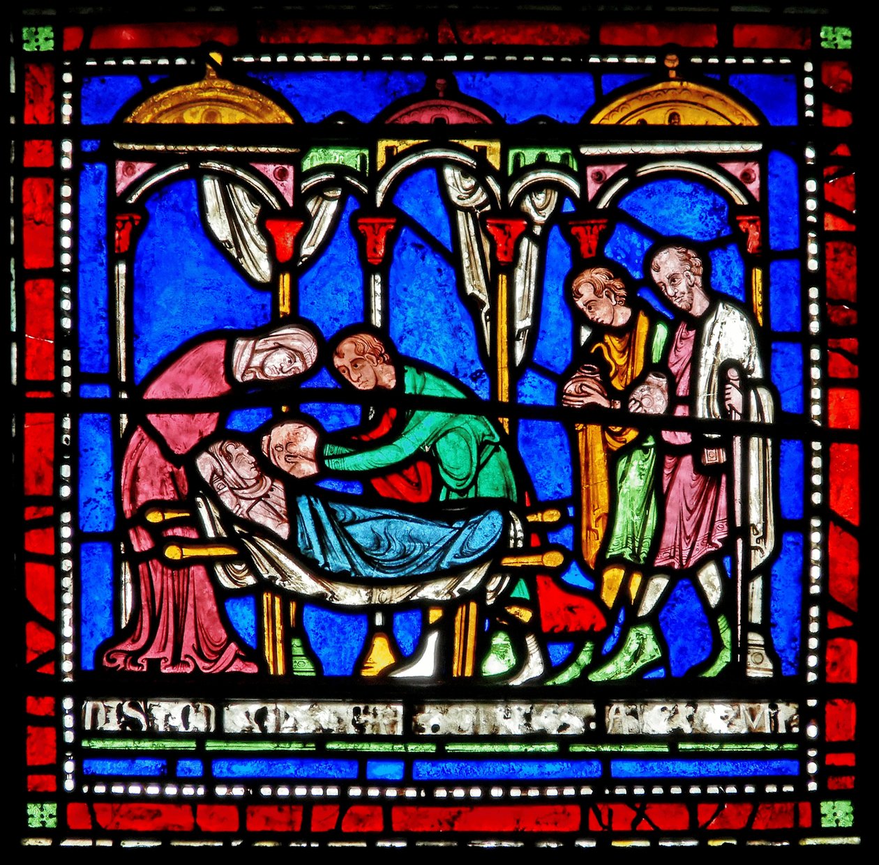 Detalj fra Miracle Window som viser historien om Richard av Sunieves av English School