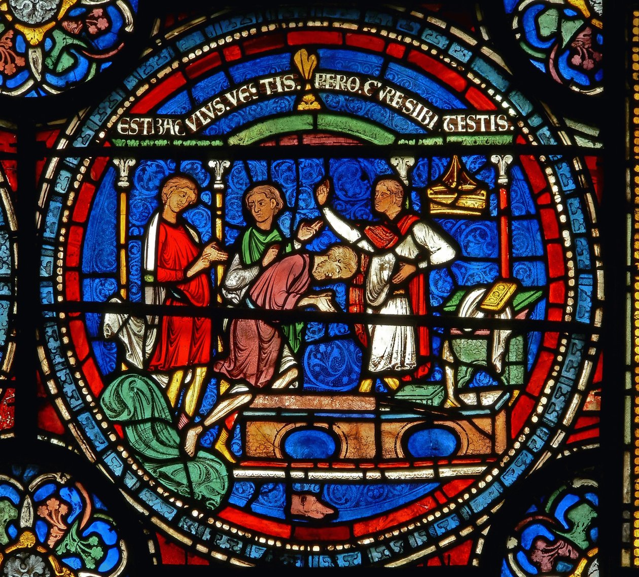 Detalj fra Miracle Window som viser Robert av Cricklade av English School