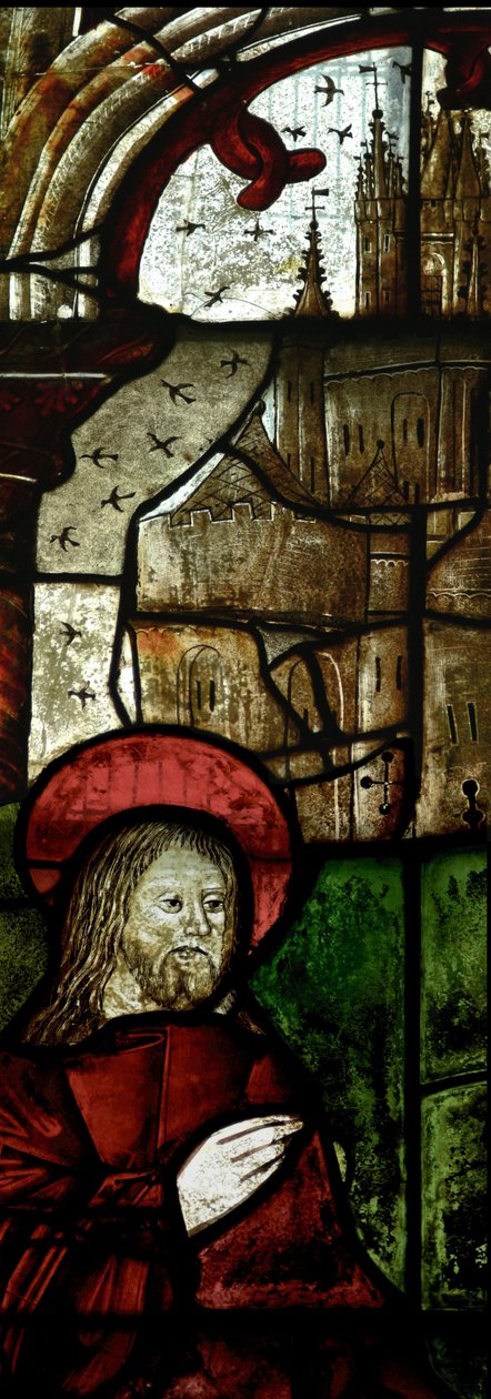 Detail from window depicting Christ and the Fishermen  (see also 316440) av English School