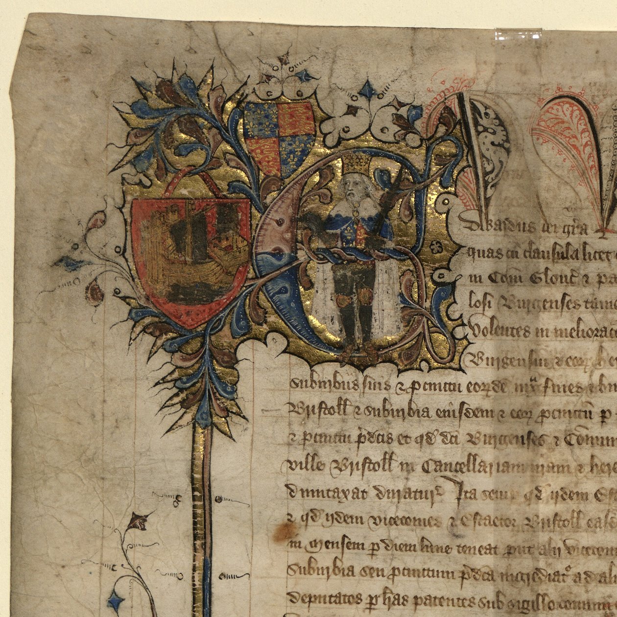 Detalj av Edward III fra Great Charter of Liberties av English School