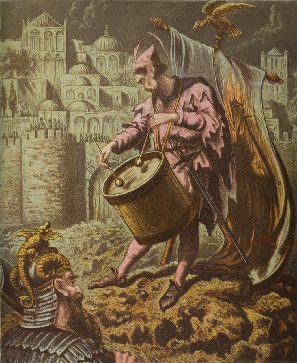 Diabolus trommeslager foran Mansouls murer, illustrasjon fra 