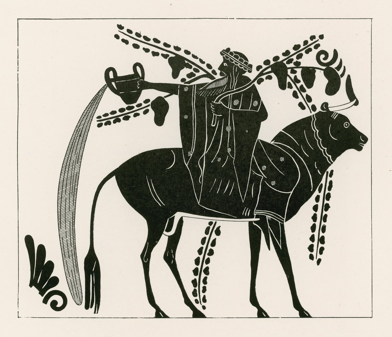 Dionysos rir på en okse (gravering) av English School