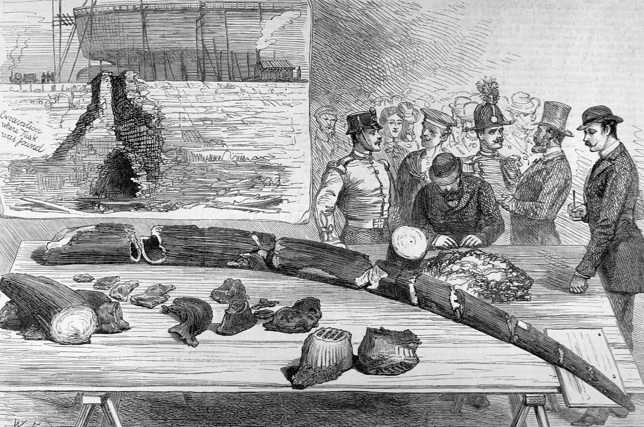 Oppdagelse av fossile rester i Leghorn, Toscana, fra The Illustrated London News, 21. januar 1882 av English School