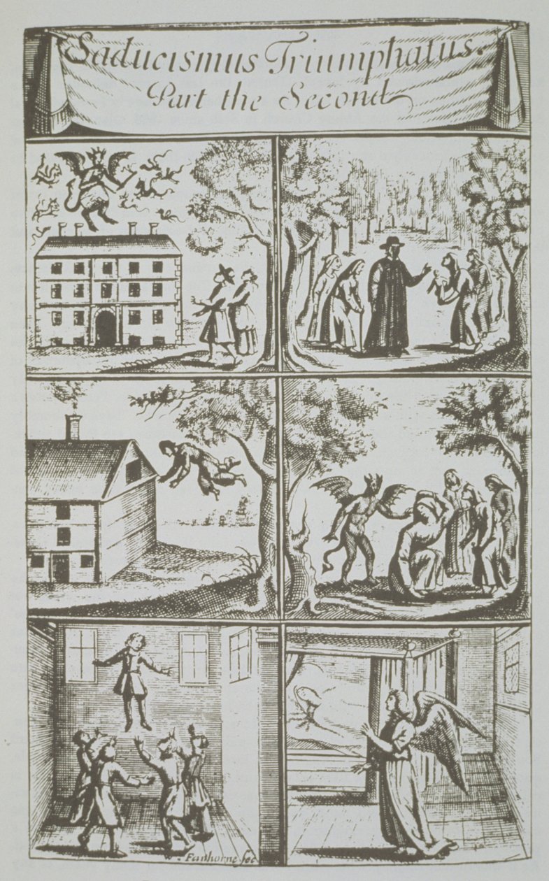 Diverse Manifestations of the Devil, kopi av en illustrasjon fra Sadducismus Triumphatus Part II, av Joseph Glanvil, London 1681, brukt i en History of Magic, utgitt sent på 1800-tallet av English School