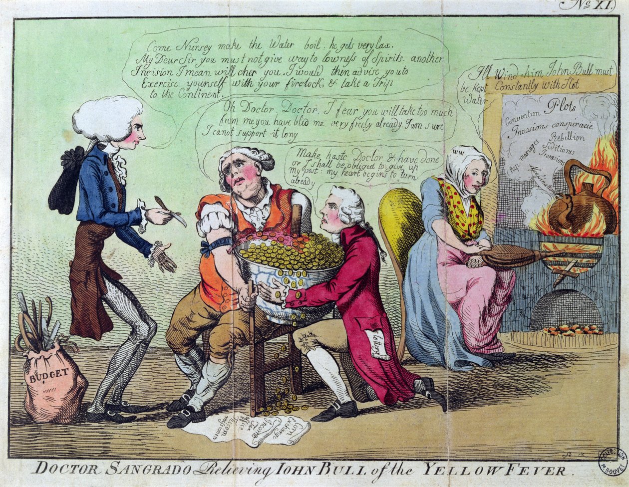 Doktor Sangrado lindrer John Bull fra gul feber av English School