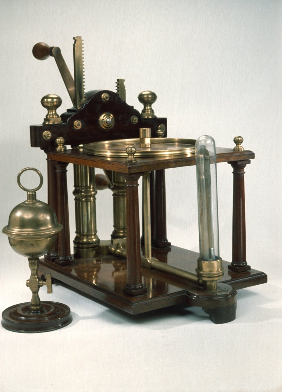 Dobbeltløps luftpumpe med Magdeburg-halvkuler, ca. 1800 av English School
