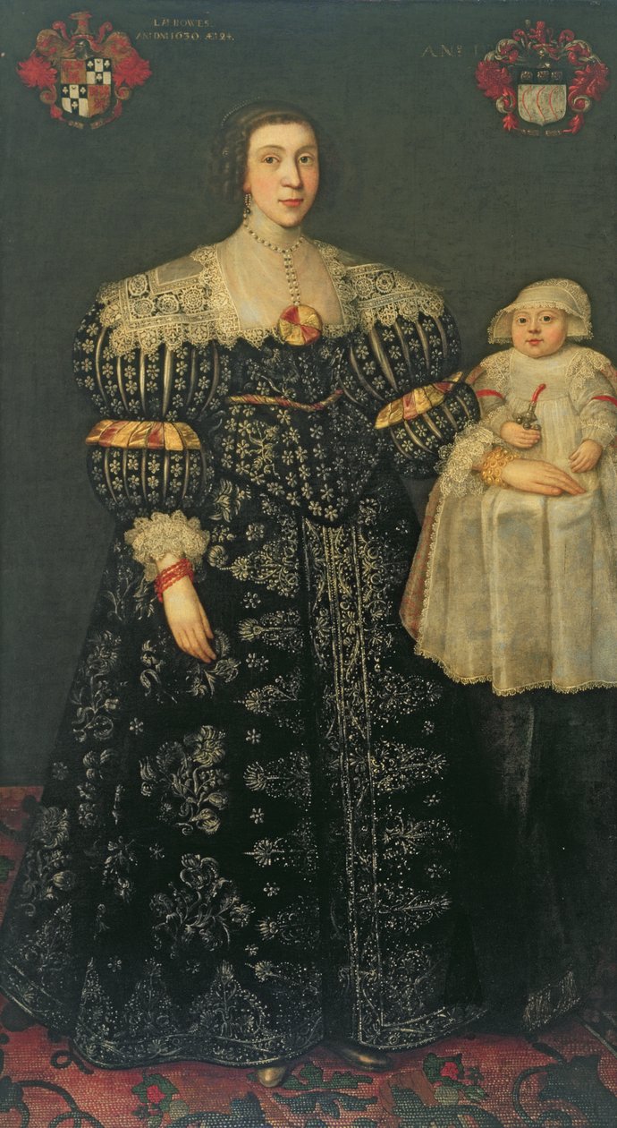 Dobbeltportrett av Mary, Lady Bowes, 24 år, og hennes eldste sønn, Thomas, 1630 av English School