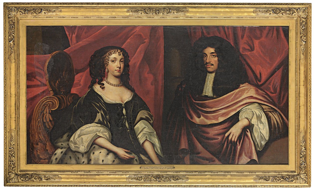 Dobbeltportrett av kong Charles II og Katarina av Braganza, ca. 1665 av English School