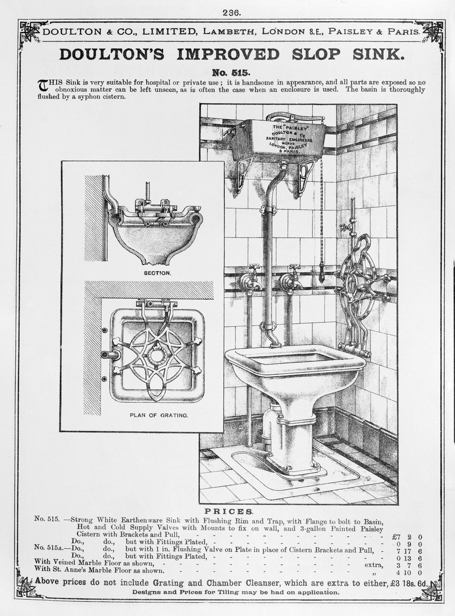 Doultons Forbedret Slop Sink, 1800-tallet av English School