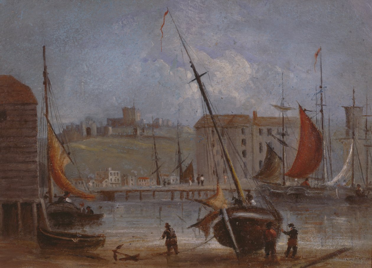 Dover slott og havn, ca. 1830 av English School