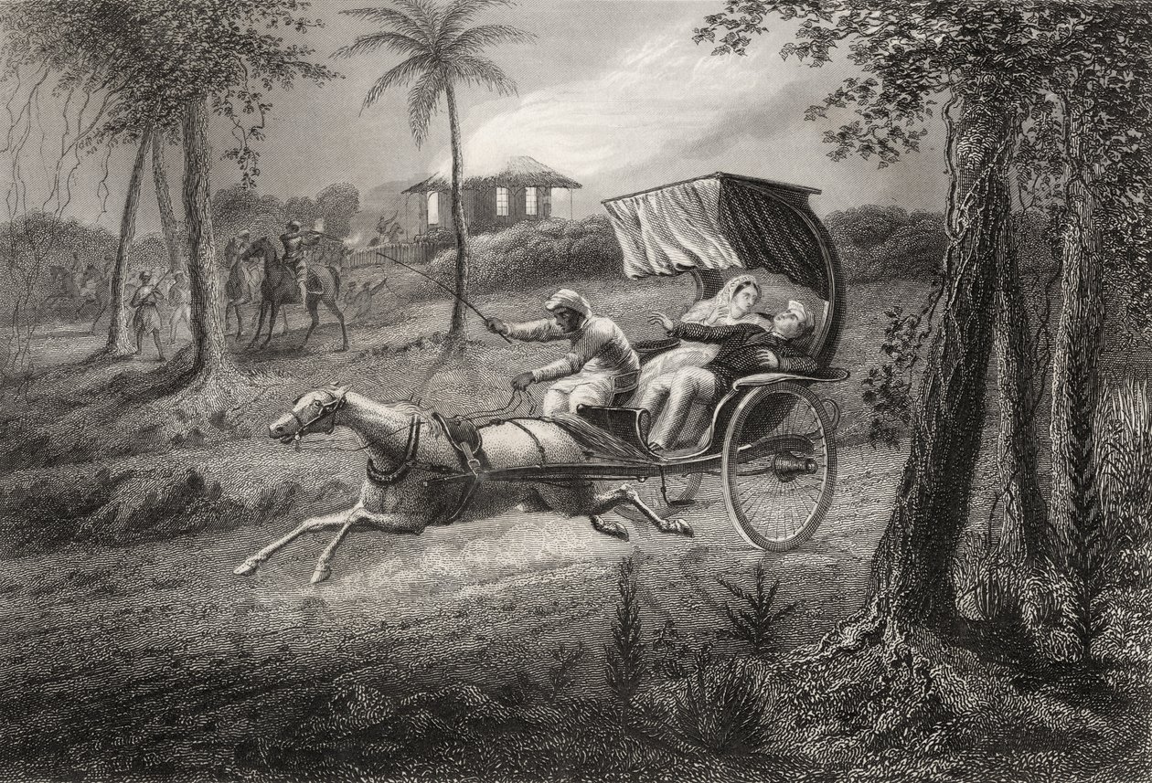 Dr. Graham skutt i vognen sin av Sealkote-mytterierne i 1857, fra 