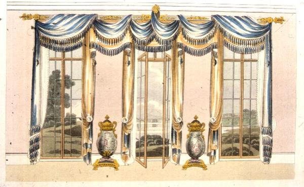 Tegnestuevindusgardiner, plate 109 fra Ackermann