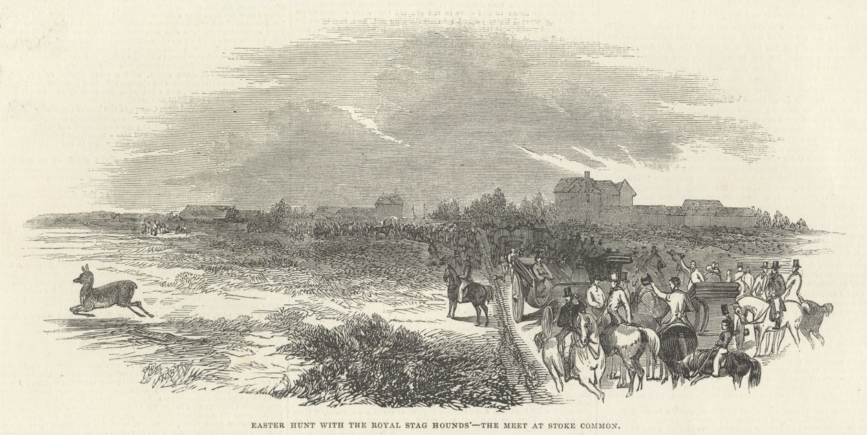 Easter Hunt with the Royal Stag Hounds: the Meet at Stoke Common, fra 