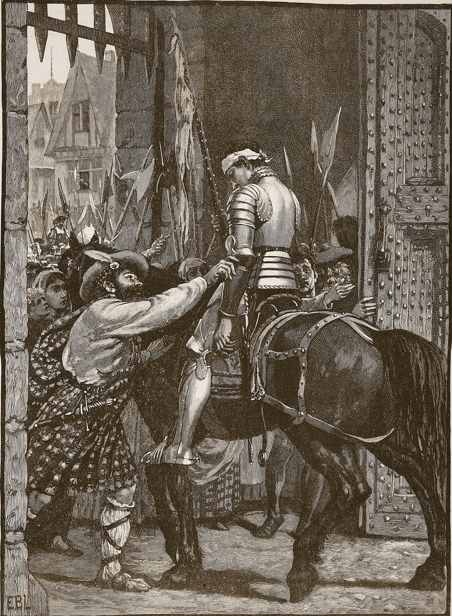 Edinburgh etter Flodden, illustrasjon fra Cassells Illustrated History of England (sepia-foto) av English School
