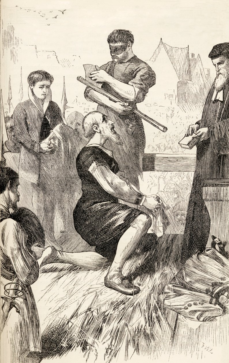 Edward Seymour på stillaset i påvente av henrettelse, ca. 1865 (tregravering) av English School