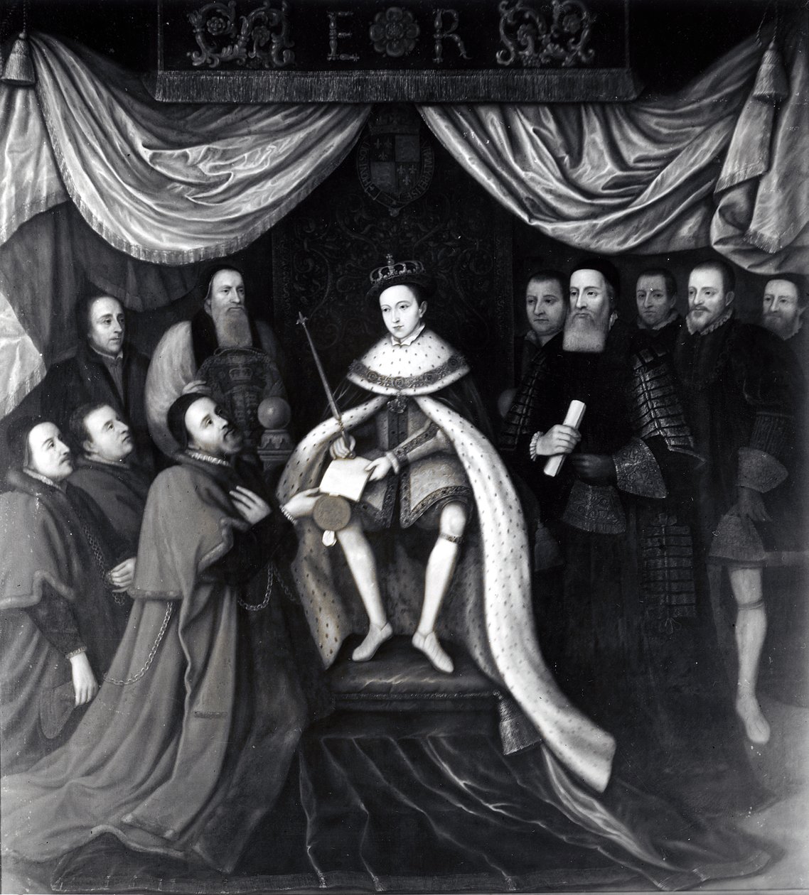 Edward VI (1537-53) Gi charteret til Bridewell og Bethlehem sykehus i 1553 (se også 111677) av English School