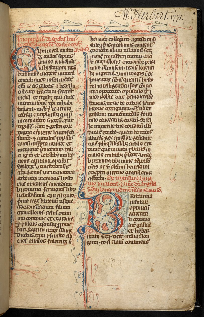 Egerton 3142, f.1r, Tekst med en opplyst initial, 