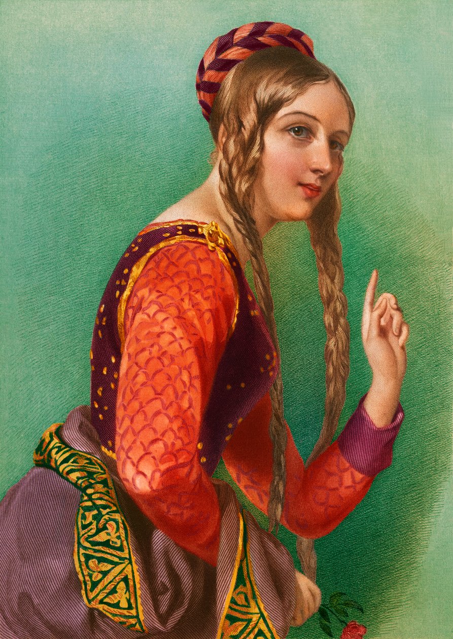 Eleanor av Aquitaine, dronning av Henry II, trykt av Henry G. Bohn av English School