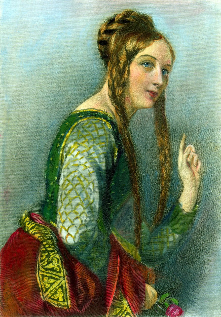 Eleanor av Aquitaine, dronning av Henry II, trykt av Henry G. Bohn, 1856 (fargegravering) av English School