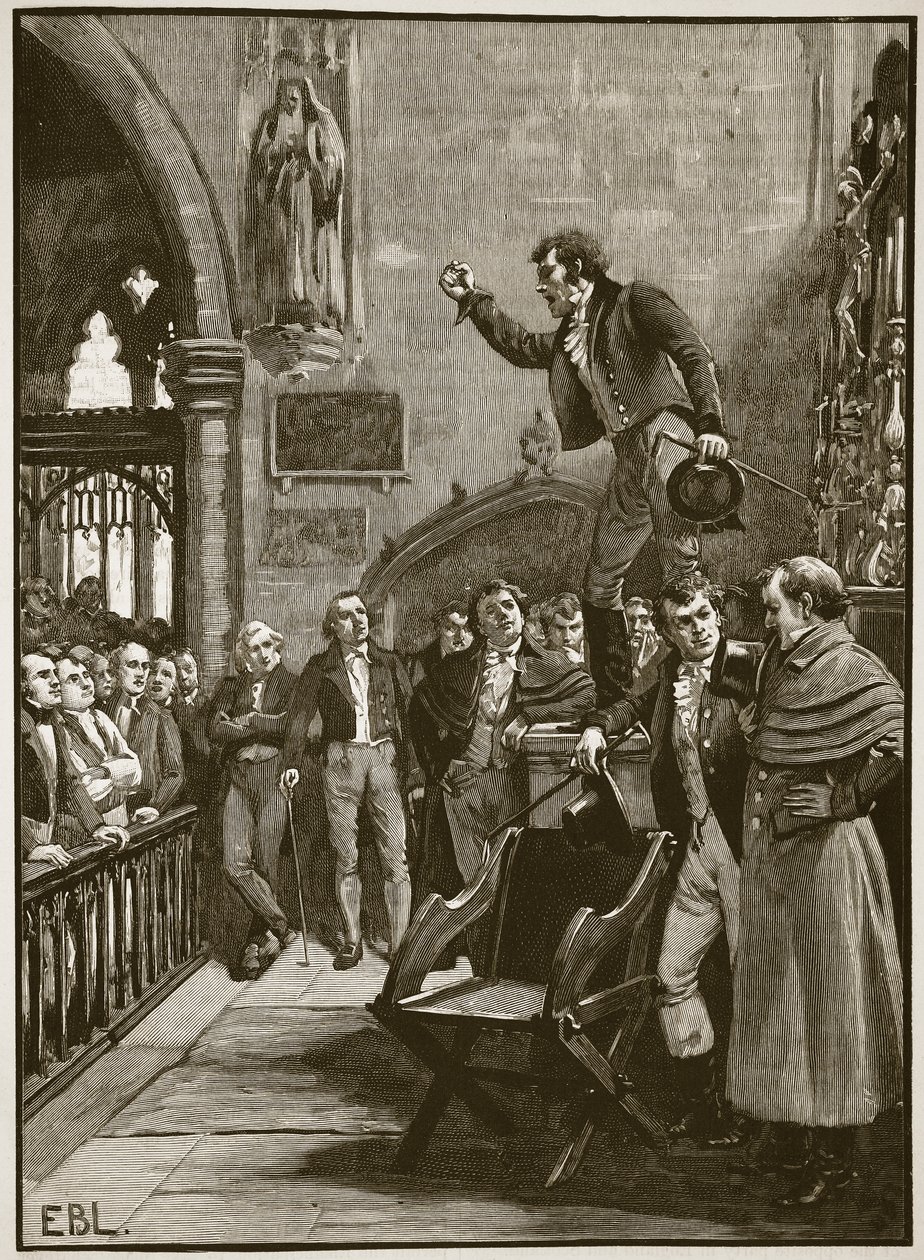 Valgmøte i Irland, 1825, illustrasjon fra Cassells Illustrated History of England (sepiafoto) av English School