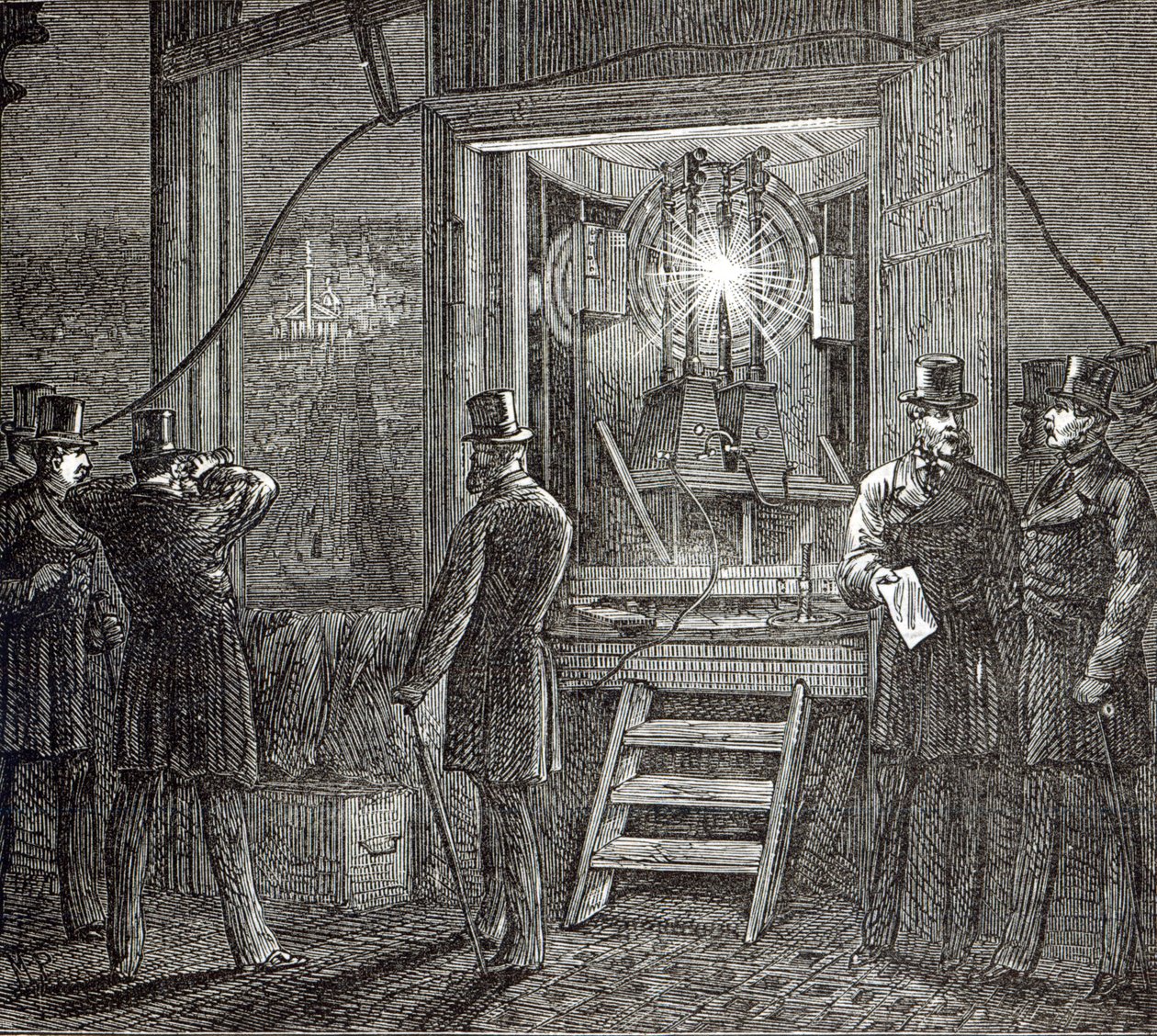 Elektrisk apparat for klokketårnet, Houses of Parliament fra The Illustrated London News, 16. august 1873 av English School