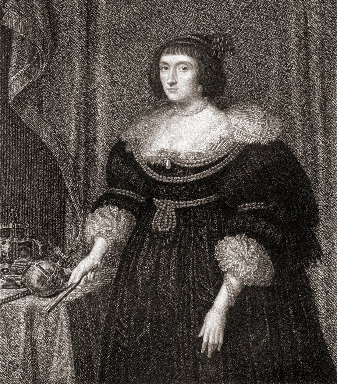 Elizabeth, dronning av Böhmen (1596-1662), fra Lodges British Portraits, 1823 av English School