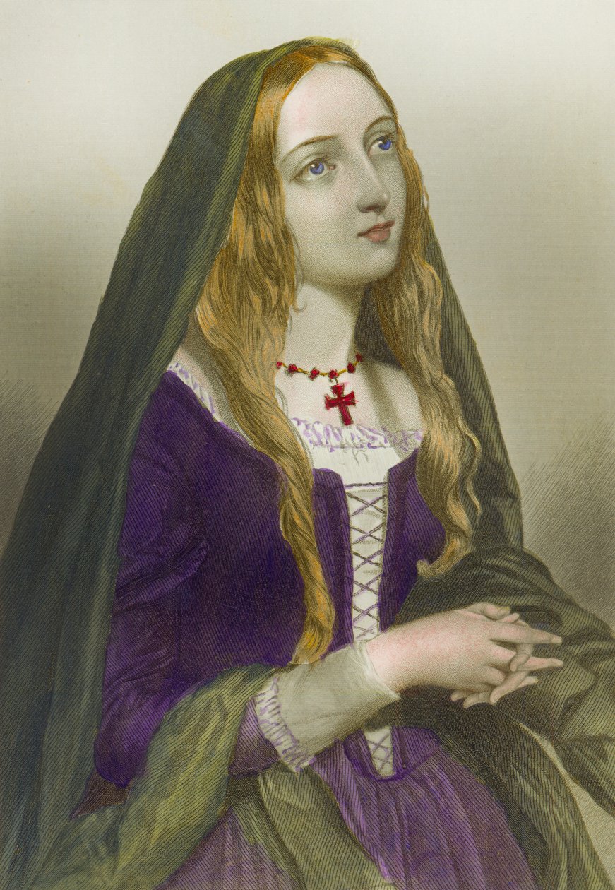 Elizabeth Woodville, Queen Consort of Edward IV, King of England, trykt av Henry G. Bohm, 1856 av English School