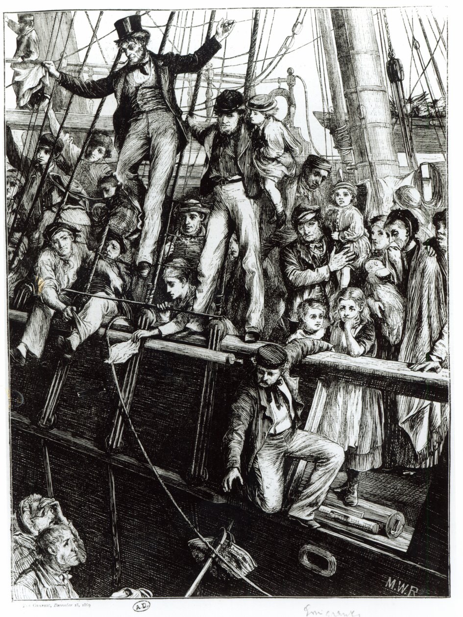 Emigrants Leaving Old England, fra magasinet The Graphic, 18. desember 1869 av English School