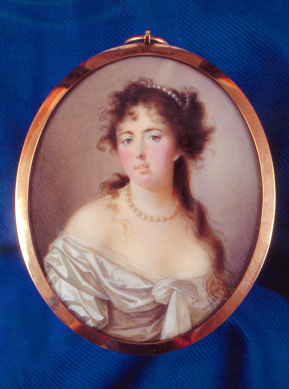 Emma Hamilton (akvarell på vellum) av English School
