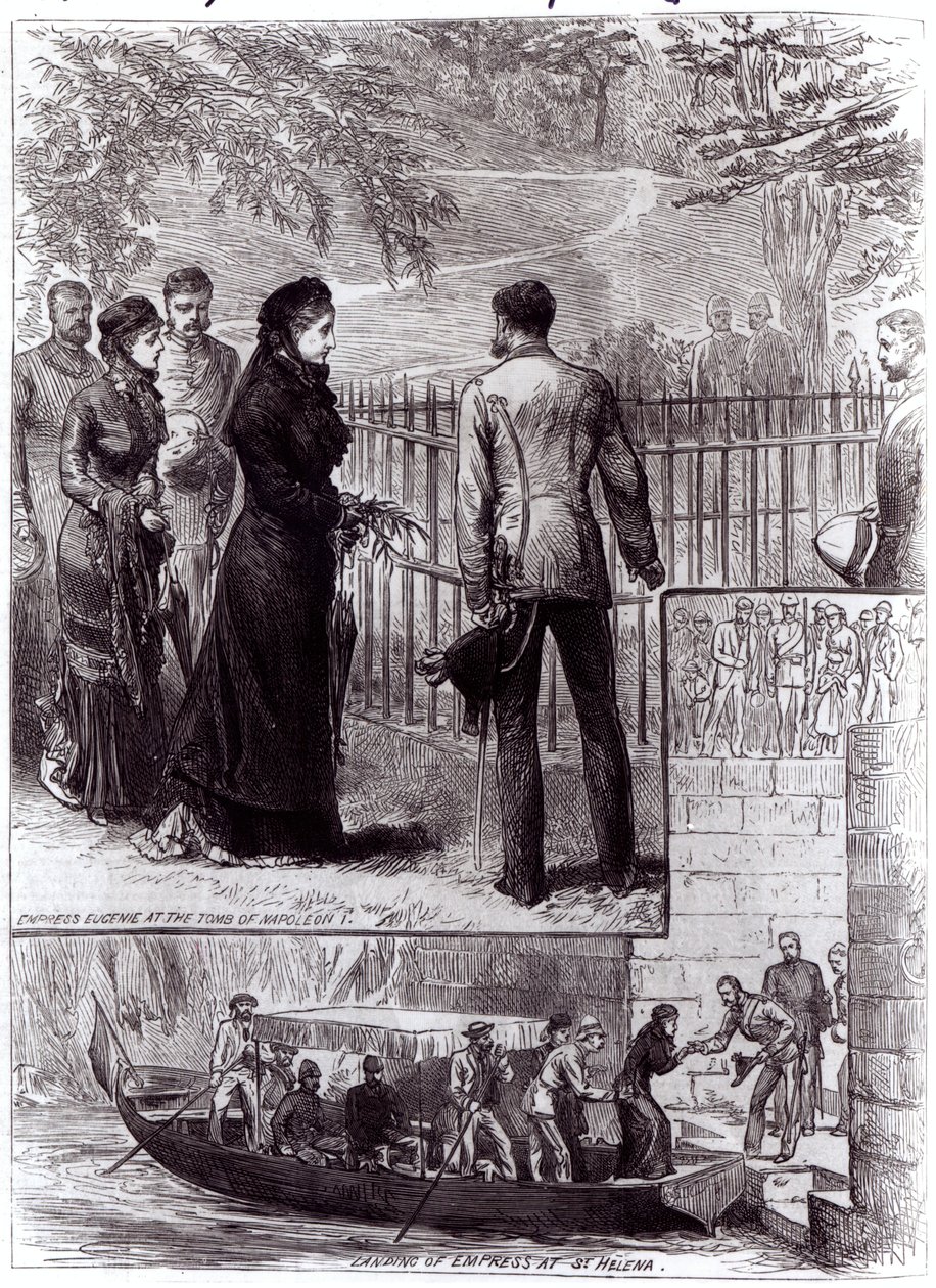 Keiserinne Eugenie besøker graven til Napoleon I på St. Helena, 1880 av English School