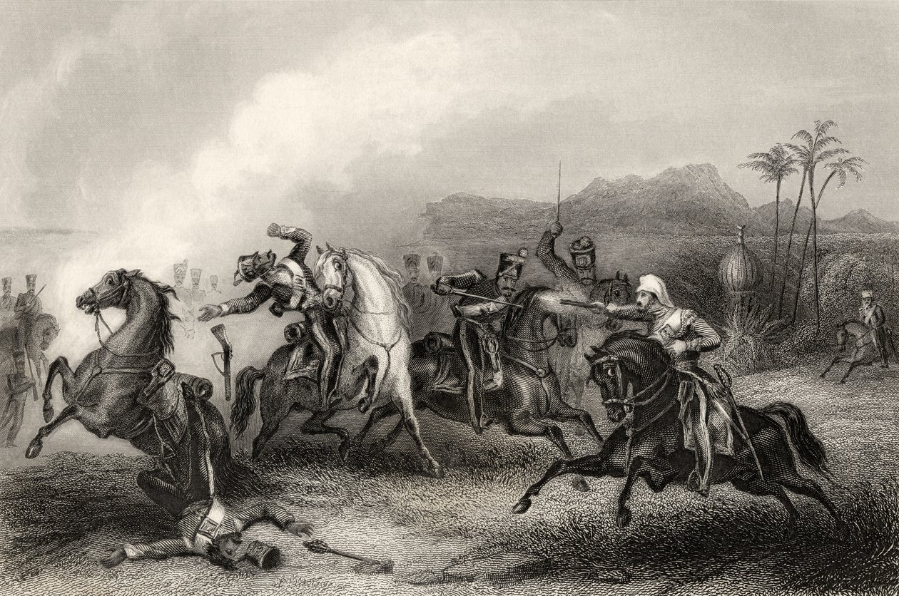 Møte mellom løytnant Hills og en kropp av Sepoy Cavalry, fra 