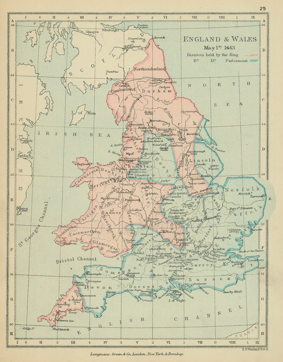 England og Wales (fargelitografi) av English School
