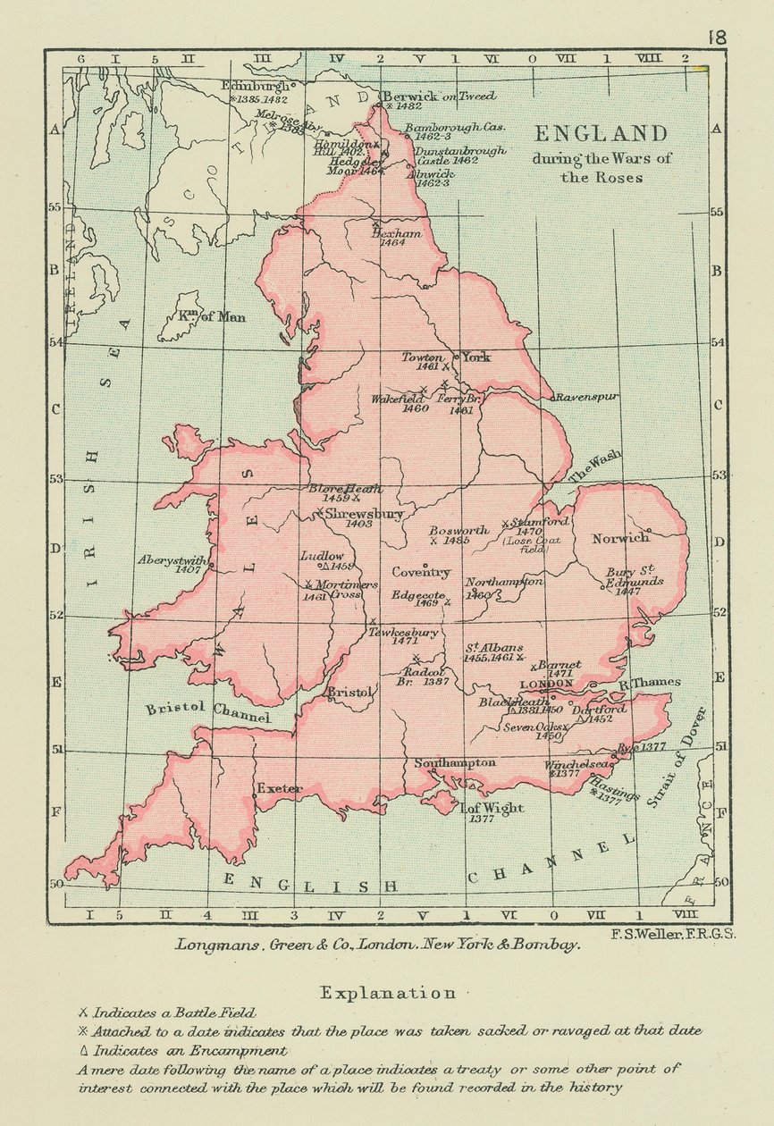 England under Rosekrigene (fargelitografi) av English School