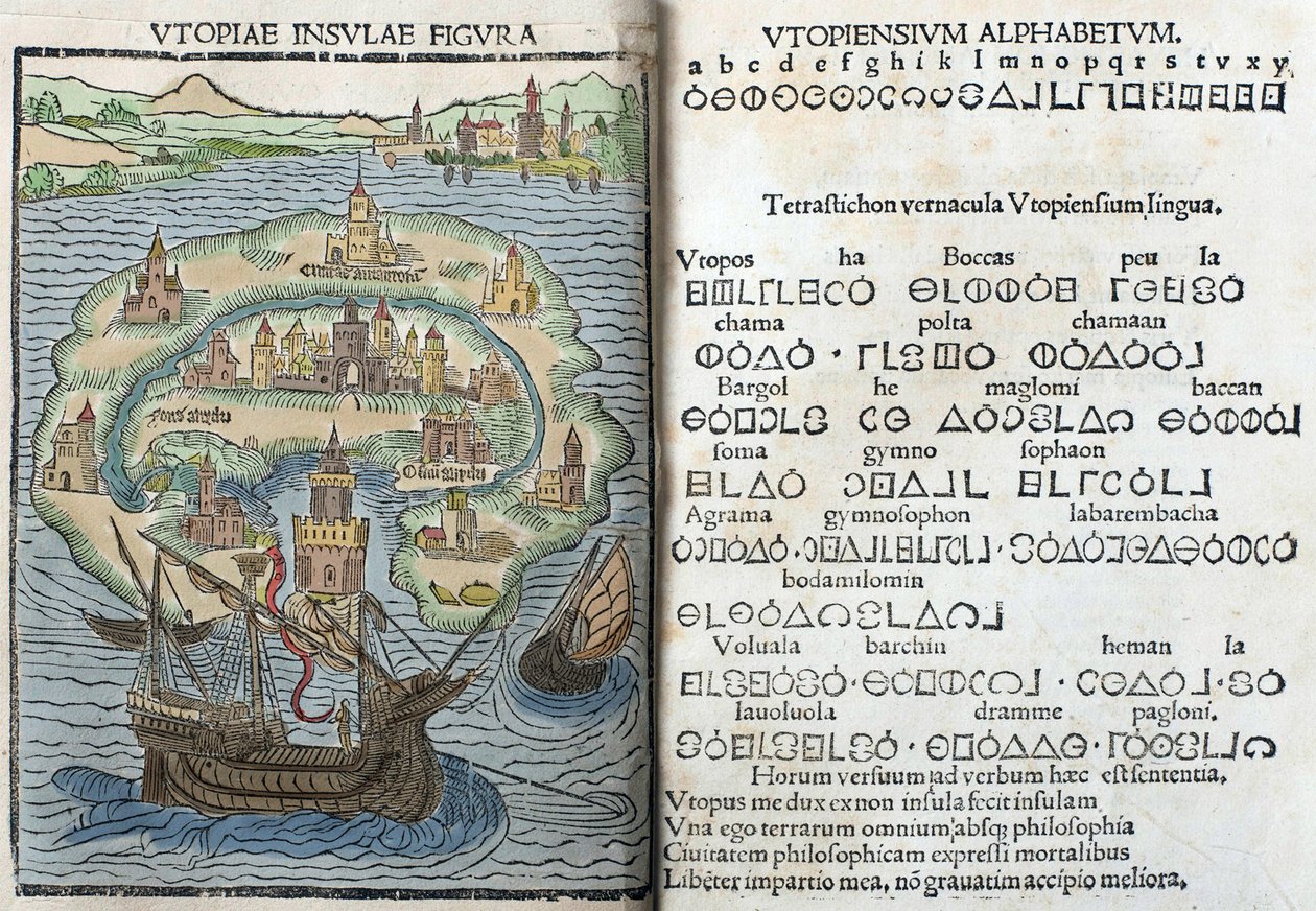 Gravering fra «Utopia» av Thomas More av English School
