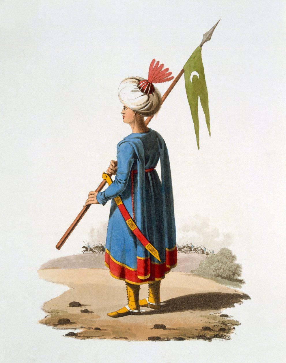 Ensign Bearer of the Spahis, 1818 (farget akvatint) av English School