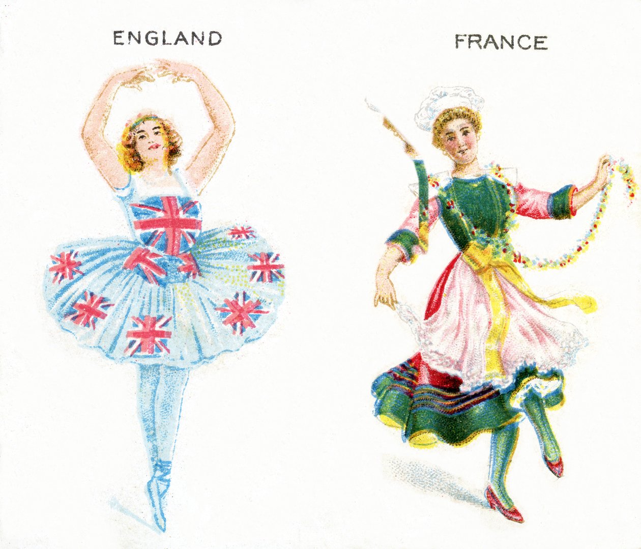 Entente Cordiale (Cordial Understanding) sigarettkort, 1915 av English School