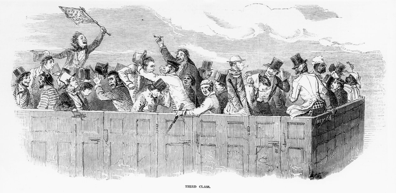 Epson Races 1847: The Railway - Third Class (gravering) av English School