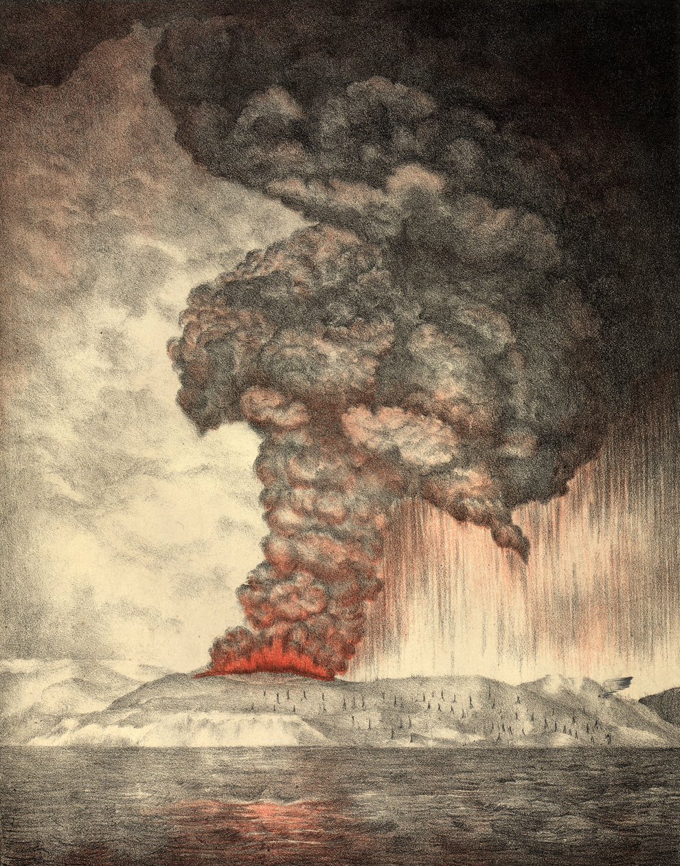 Krakatoas utbrudd, 26. august 1833, pub.1888 av English School
