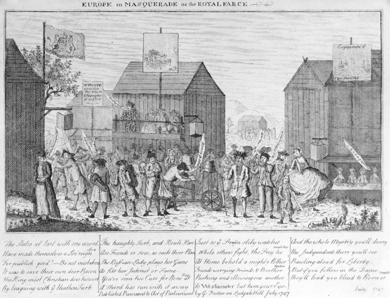 Europe in Masquerade, eller den kongelige farsen, av G. Foster, 1747 av English School