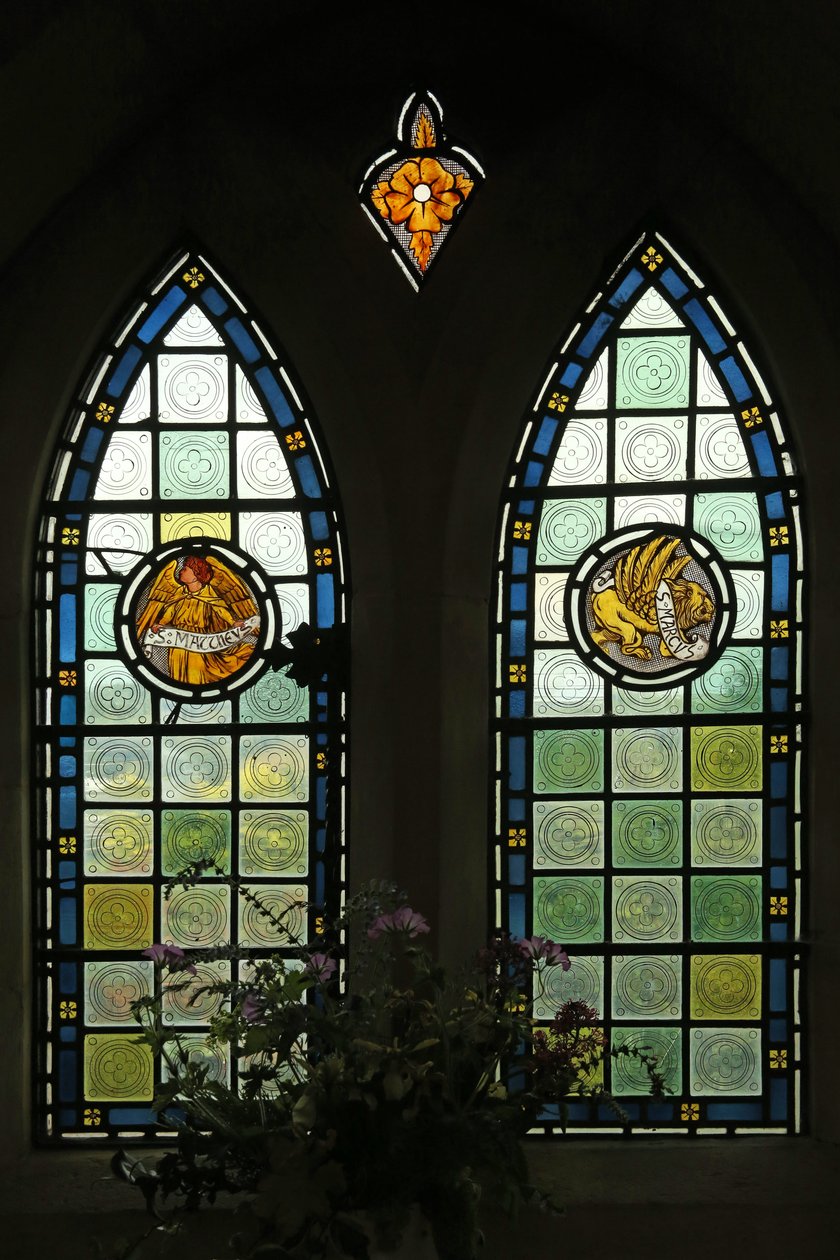 Evangelist-emblemer: St. Matteus og St. Mark av English School