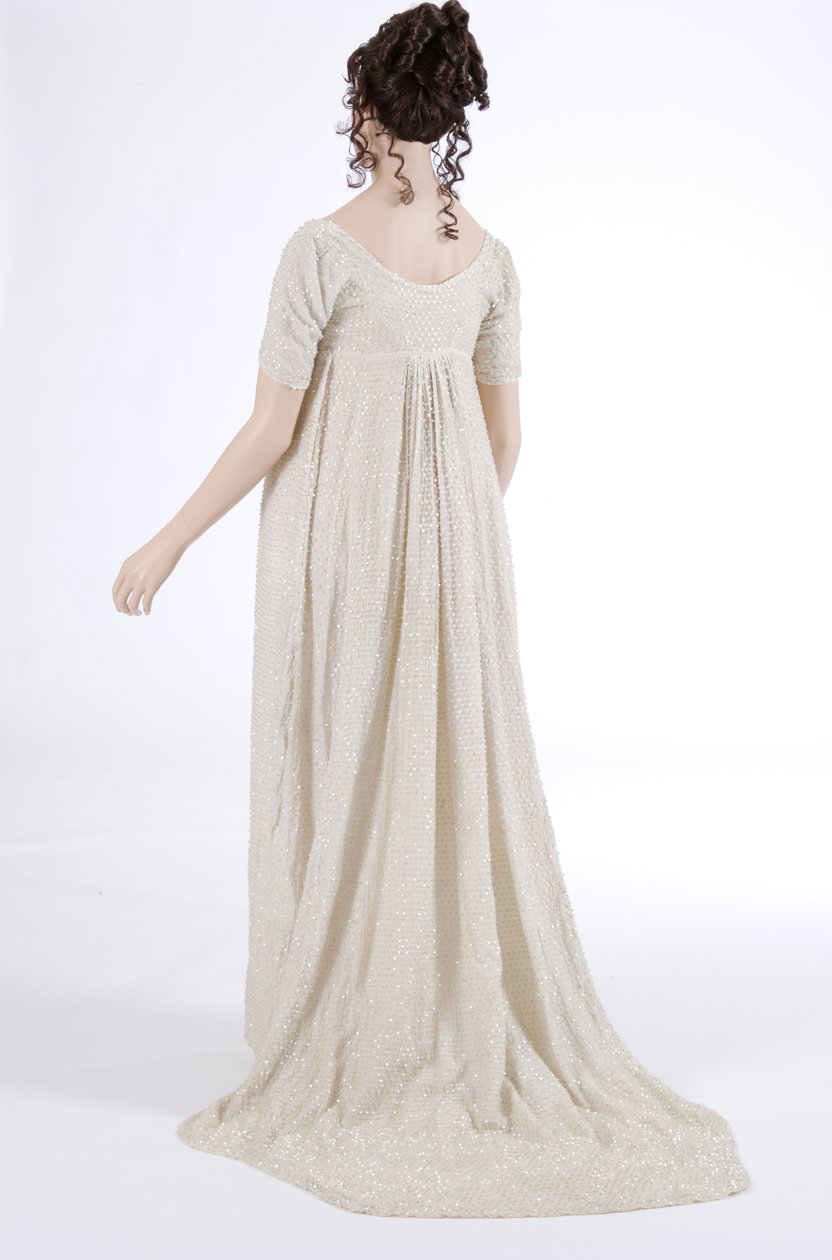 Aftenkjole, 1800 (bomullsmuslin og glassperler) av English School