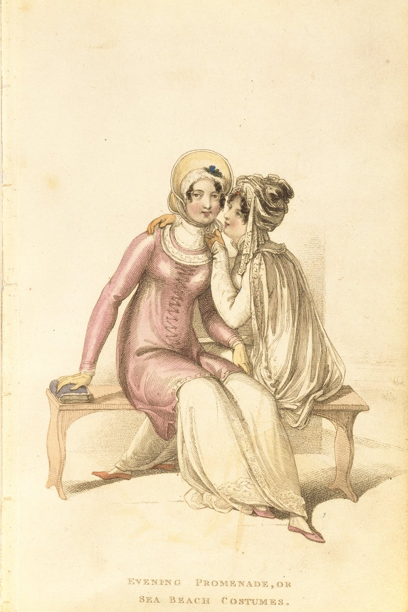 Kvelds-, promenade- eller strandkostymer, motetallerken fra Ackermanns Kunstdepot av English School