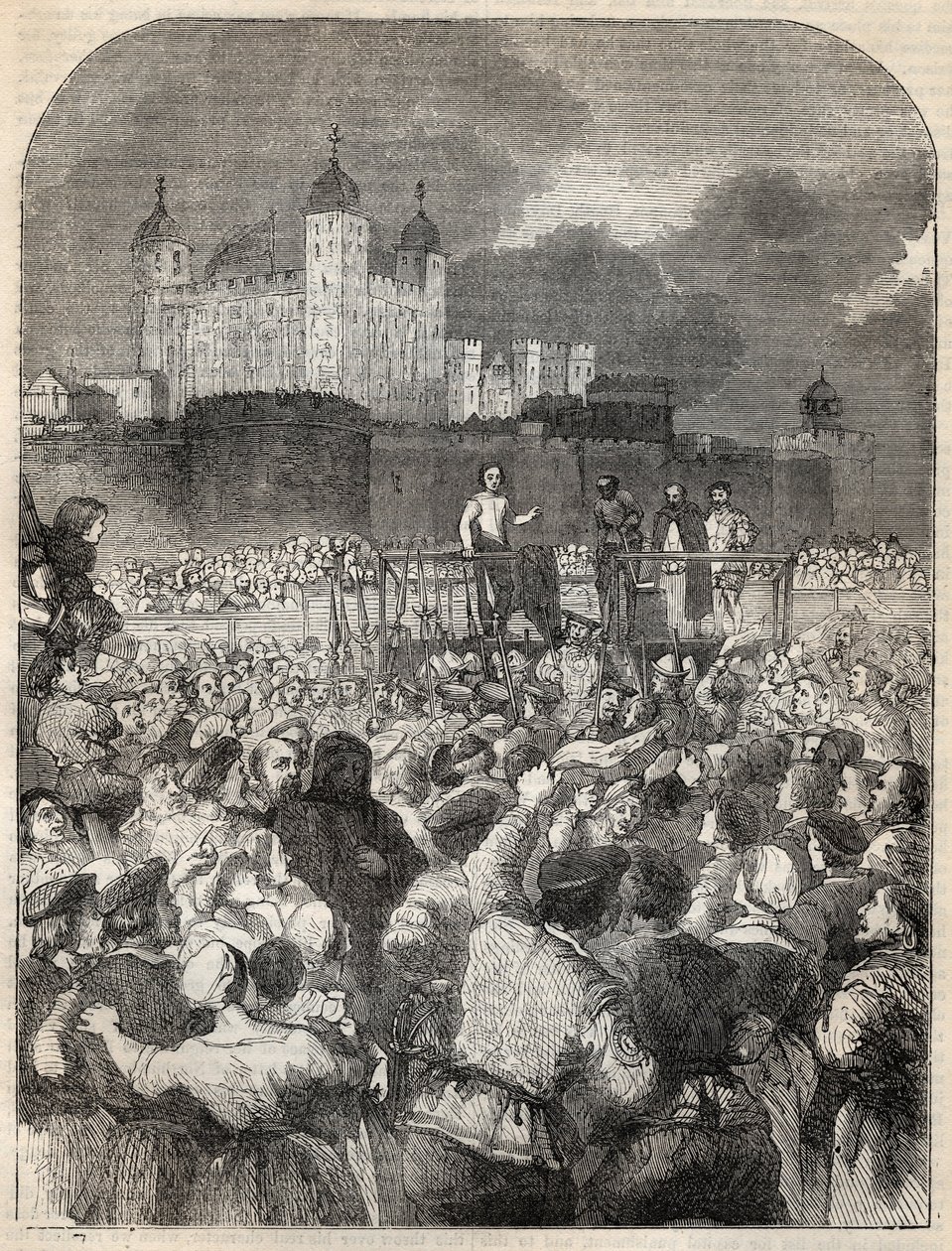Execution of the Duke of Northumberland on Tower Hill - 1553 (John Dudley av English School