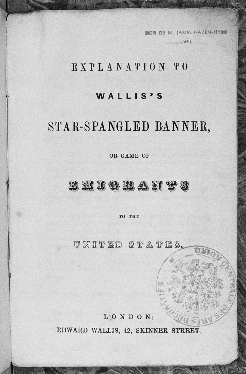 Forklaring av Game of the Star-Spangled Banner eller Emigranter til USA, ca. 1840 av English School