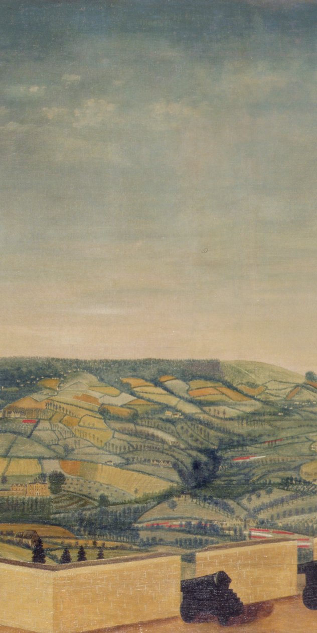 Omfattende landskap sett fra Rodborough Fort, ca. 1764 (olje på lerret) (detalj av 65821) av English School