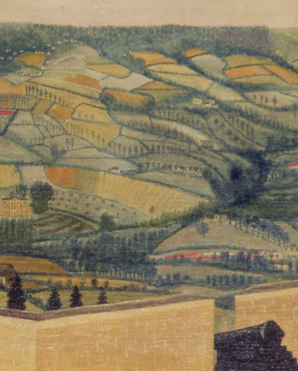 Omfattende landskap sett fra Rodborough Fort, ca. 1764 (olje på lerret) (detalj av 65821) av English School